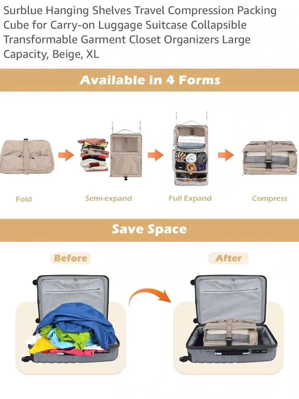 EUC Hanging Compression Closet for Travel or Organization